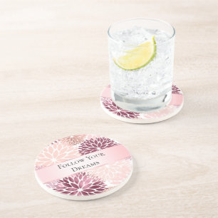 Stylish Chic Pink Floral Bridal Shower Coaster