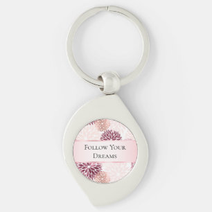 Stylish Chic Pink Floral Key Ring
