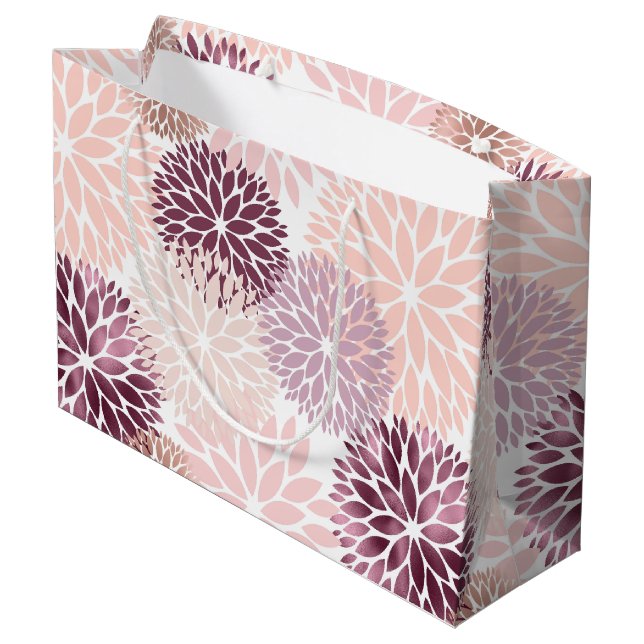 Stylish Chic Pink Floral Large Gift Bag (Back Angled)