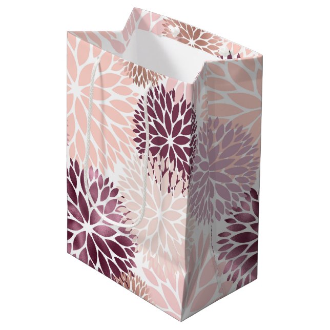Stylish Chic Pink Floral Medium Gift Bag (Front Angled)