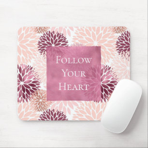 Stylish Chic Pink Floral Mouse Mat