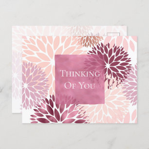 Stylish Chic Pink Floral Thinking of you Postcard