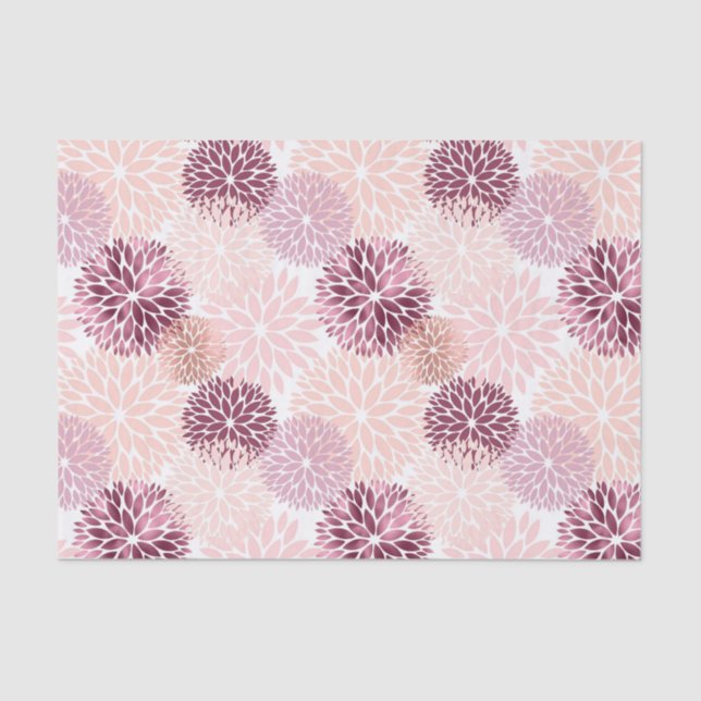 Stylish Chic Pink Floral Tissue Paper (Front)