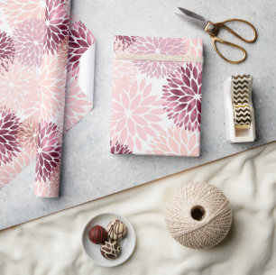 Stylish Chic Pink Floral Wrapping Paper