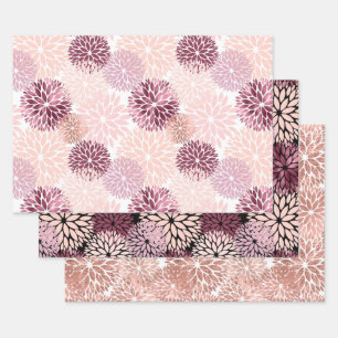 Stylish Chic Pink Floral Wrapping Paper Sheet