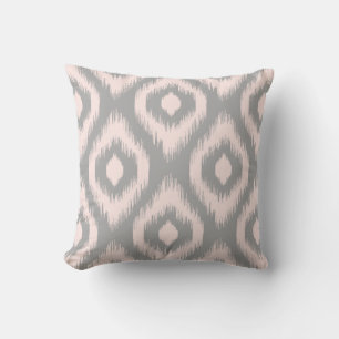 Stylish Chic Pink Grey Diamond Tribal Ikat Pattern Cushion