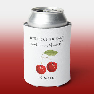 Stylish Chic Pretty Cherry Red White Wedding Favou Can Cooler