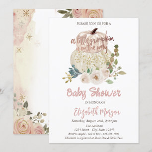 Stylish Chic Pumpkin,Flowers Baby Shower Invitation