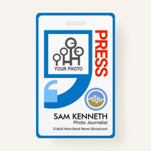 Stylish Chic Quotation Marks Motif Press Reporter ID Badge