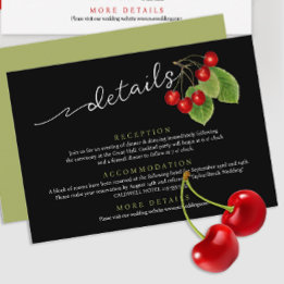 Stylish Chic Red Cherry Black Sage Wedding Detail Enclosure Card