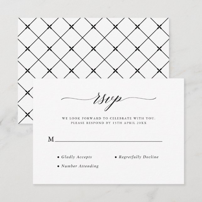 Stylish Chic Script Calligraphy Elegant Wedding RSVP Card (Front/Back)