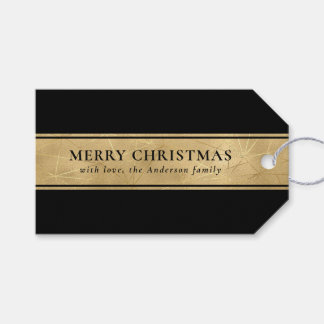 Stylish Chic Simple Black and Faux Gold Christmas Gift Tags