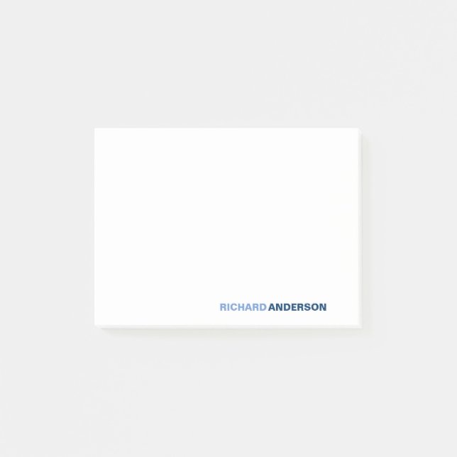 Stylish Chic Trendy Cute Blue Ombre Bold Font Name Post-it Notes (Front)