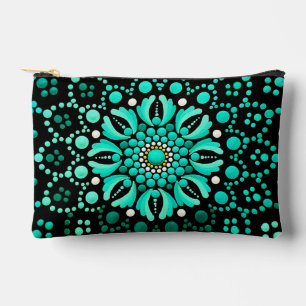 Stylish Chic Trendy Modern Girly Teal Dot Art Accessory Pouch