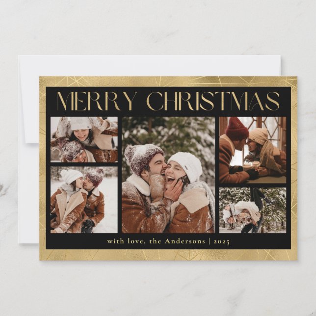 Stylish Chic Typography Photo Collage Christmas Holiday Card (Front)