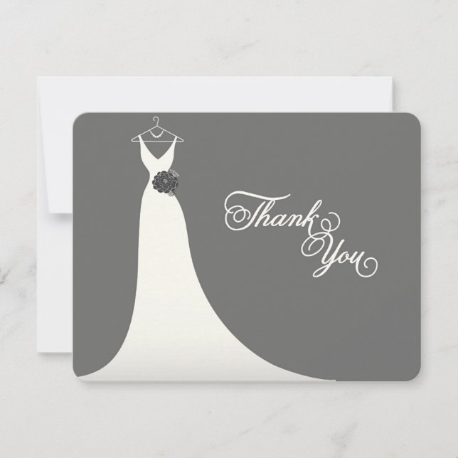 Stylish Chic Wedding Gown Bridal Shower Thank You Invitation (Front)