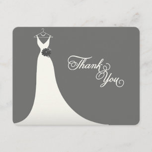 Stylish Chic Wedding Gown Bridal Shower Thank You Invitation