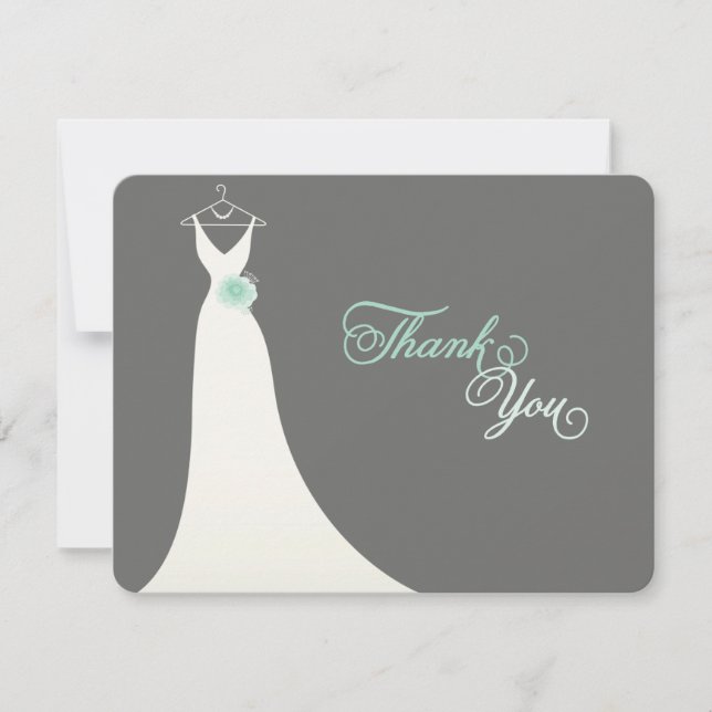 Stylish Chic Wedding Gown Bridal Shower Thank You Invitation (Front)