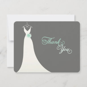 Stylish Chic Wedding Gown Bridal Shower Thank You Invitation