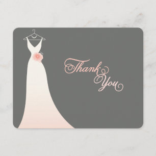 Stylish Chic Wedding Gown Bridal Shower Thank You Invitation