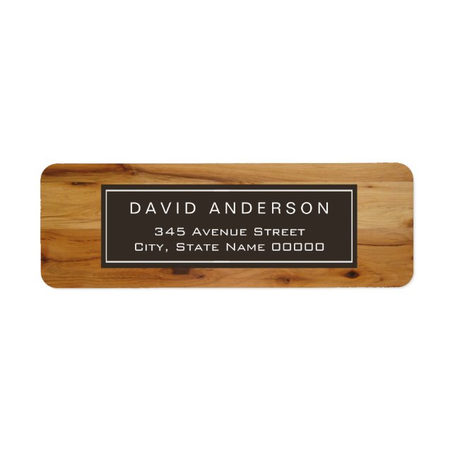 Stylish Chic Wood Grain Woodgrain Label (Front)