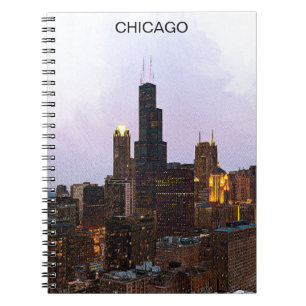 Stylish Chicago Skyline Illustration Notebook