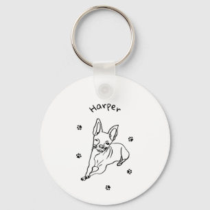 Stylish Chihuahua: Personalised Line Art Decor Key Ring