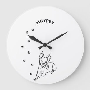 Stylish Chihuahua: Personalised Line Art Decor Large Clock