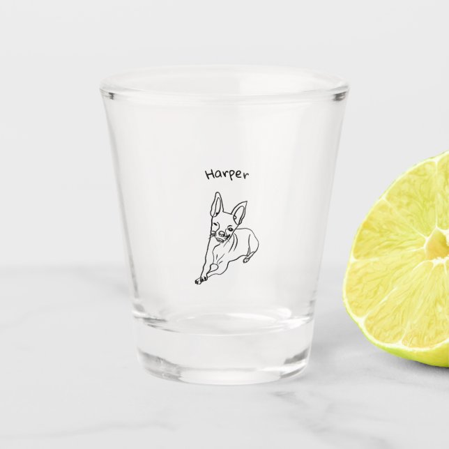 Stylish Chihuahua: Personalised Line Art Decor Shot Glass (Front)