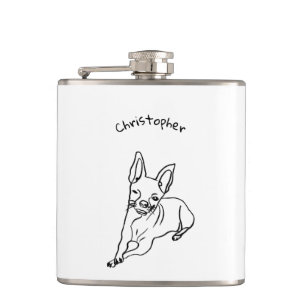 Stylish Chihuahua: Personalised Line Art Hip Flask