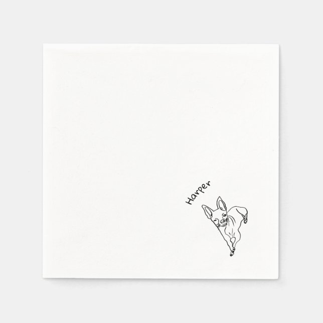 Stylish Chihuahua: Personalised Line Art Napkin (Front)