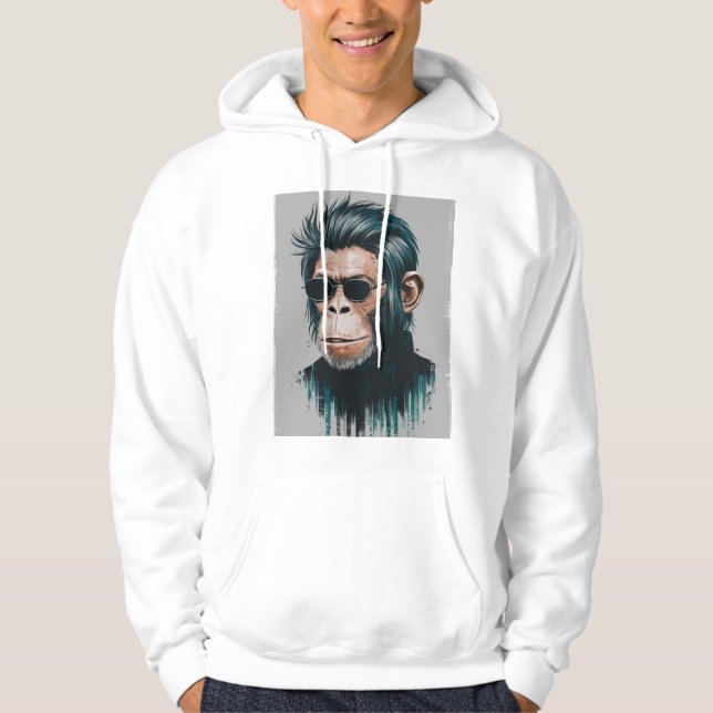 Stylish Chimp - Streetwear White  Hoodie (Front)