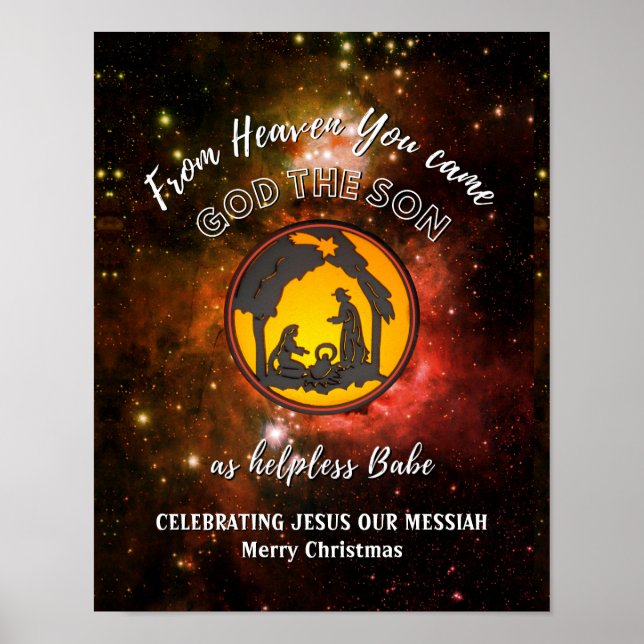 Stylish Christian Nativity HELPLESS BABE Christmas Poster (Front)