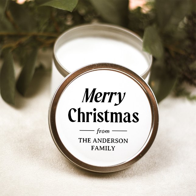 Stylish Christmas | Black and White Holiday Classic Round Sticker (Creator Uploaded)