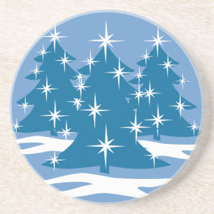 Stylish Christmas Coaster Blue Christmas Tree Gift