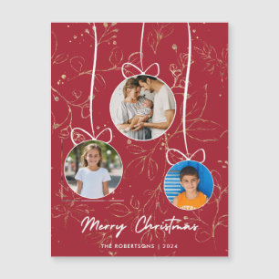 Stylish Christmas Family Photo Magnetic Card