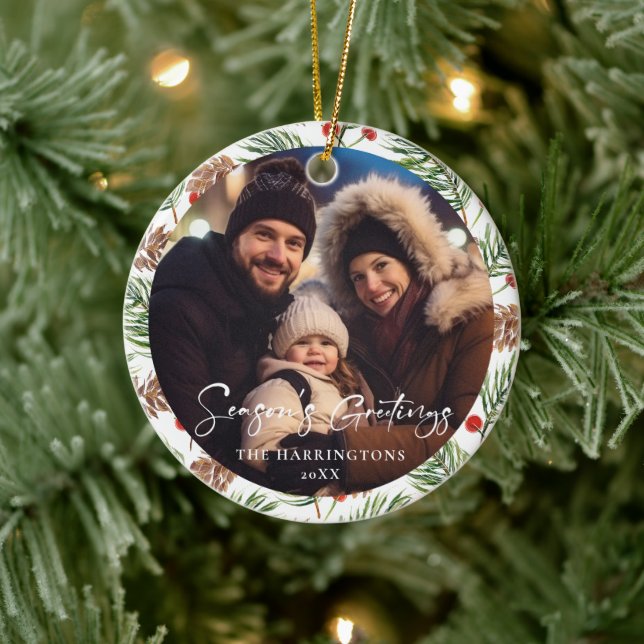 Stylish Christmas Family Photo Ornament (Tree)