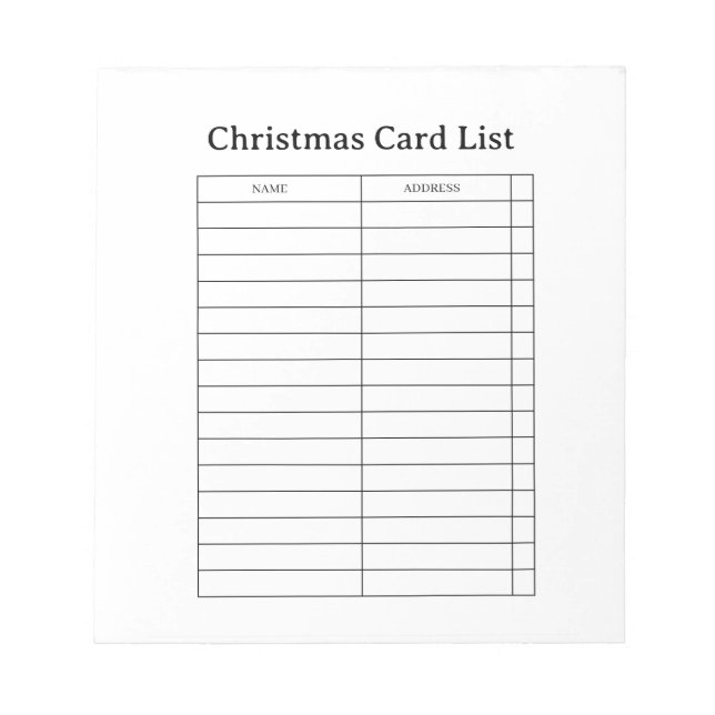 Stylish Christmas List Notepad (Front)