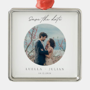 Stylish Christmas   Minimal Fun Couple Photo Metal Tree Decoration