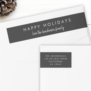 Stylish Christmas Modern Minimal Return Address Wrap Around Label