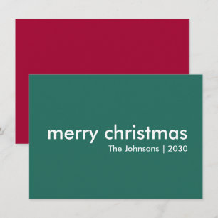 Stylish Christmas   Modern Simple Minimalist Green Holiday Card