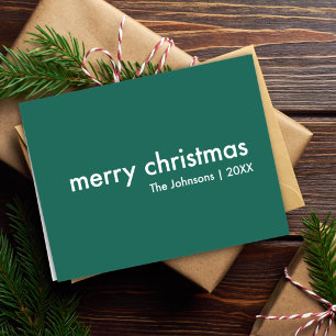 Stylish Christmas   Modern Simple Minimalist Green Holiday Card