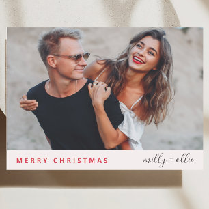Stylish Christmas Modern Trendy Couple Photo Holiday Card