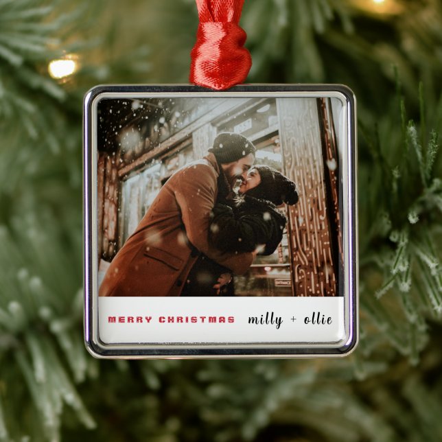 Stylish Christmas | Modern Trendy Couple Photo Met Metal Tree Decoration (Tree)