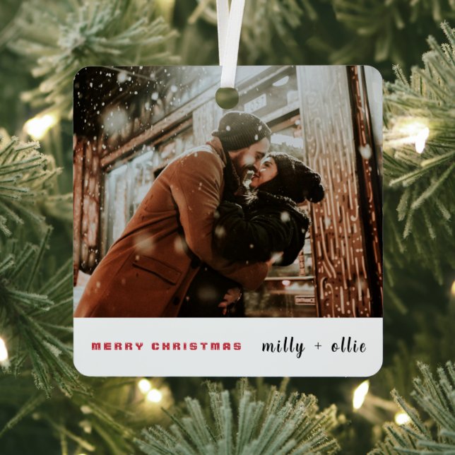 Stylish Christmas | Modern Trendy Couple Photo Met Metal Tree Decoration (Insitu)