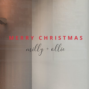 Stylish Christmas   Modern Trendy Red and White Window Cling