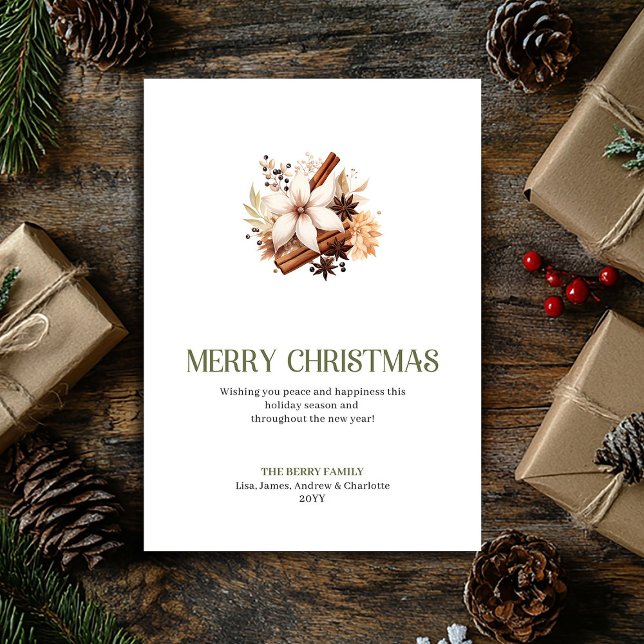 Stylish Christmas Ornament Sage Beige Holiday Card (Stylish Christmas Ornament Sage Beige Holiday Script Card)