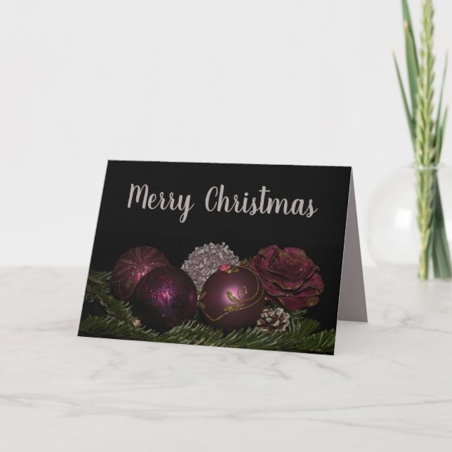 Stylish Christmas Ornaments Holiday Card (Front)