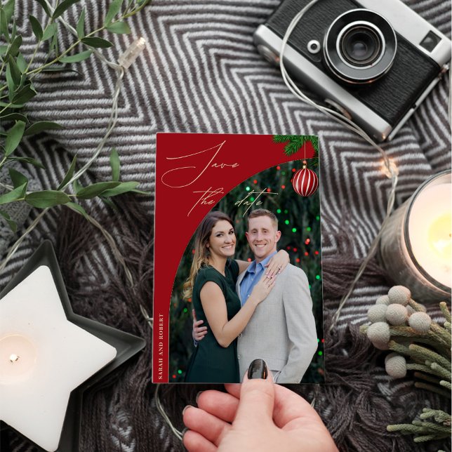 Stylish Christmas Photo Arch Wedding Save The Date (Creator Uploaded)