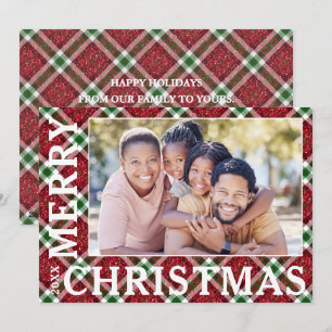 Stylish Christmas Plaid Photo Holiday Card